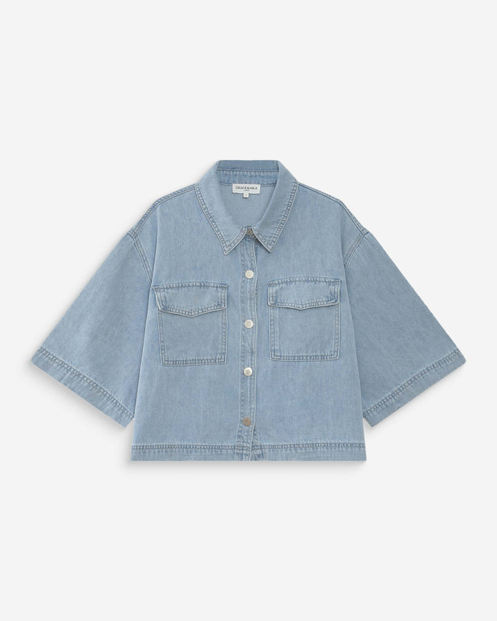 Chemise oversize en denim skyblue Vita