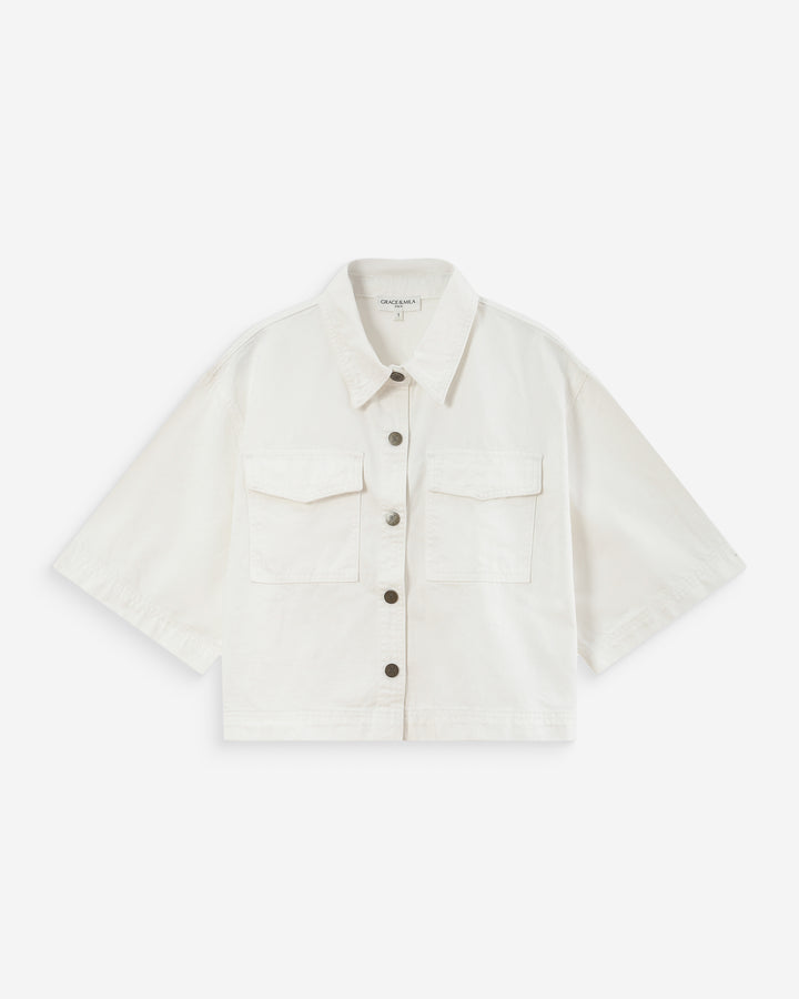Chemise oversize en denim white Vita
