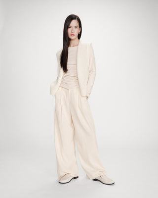 Cardigan laine et mohair sans manches ecru Vicomte