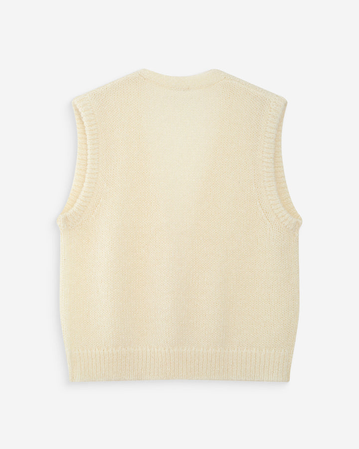 Cardigan laine et mohair sans manches ecru Vicomte