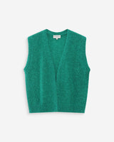 Cardigan laine et mohair sans manches vert Vicomte