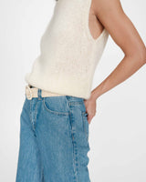 Pull en laine et mohair sans manches vanille Vollo