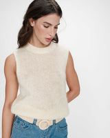 Pull en laine et mohair sans manches vanille Vollo