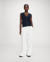 Gilet en maille sans manches col V marine Vincennes