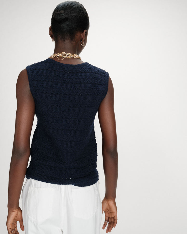 Gilet en maille sans manches col V marine Vincennes