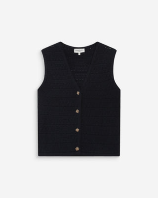Gilet en maille sans manches col V marine Vincennes