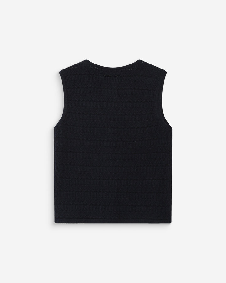 Gilet en maille sans manches col V marine Vincennes