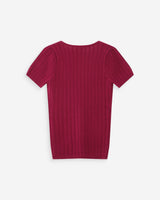 Pull ajusté à fronces manches courtes col V pivoine Velyor