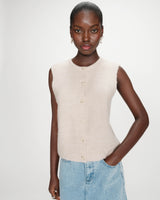 Cardigan en maille texturée sans manches beige Vollando