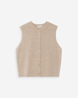 Cardigan en maille texturée sans manches beige Vollando