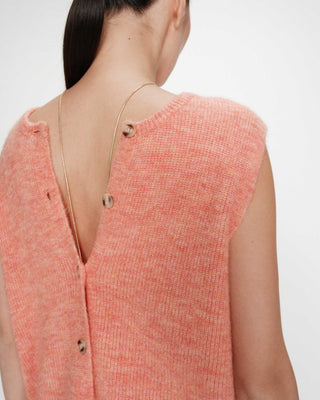 Cardigan en maille texturée sans manches corail Vollando