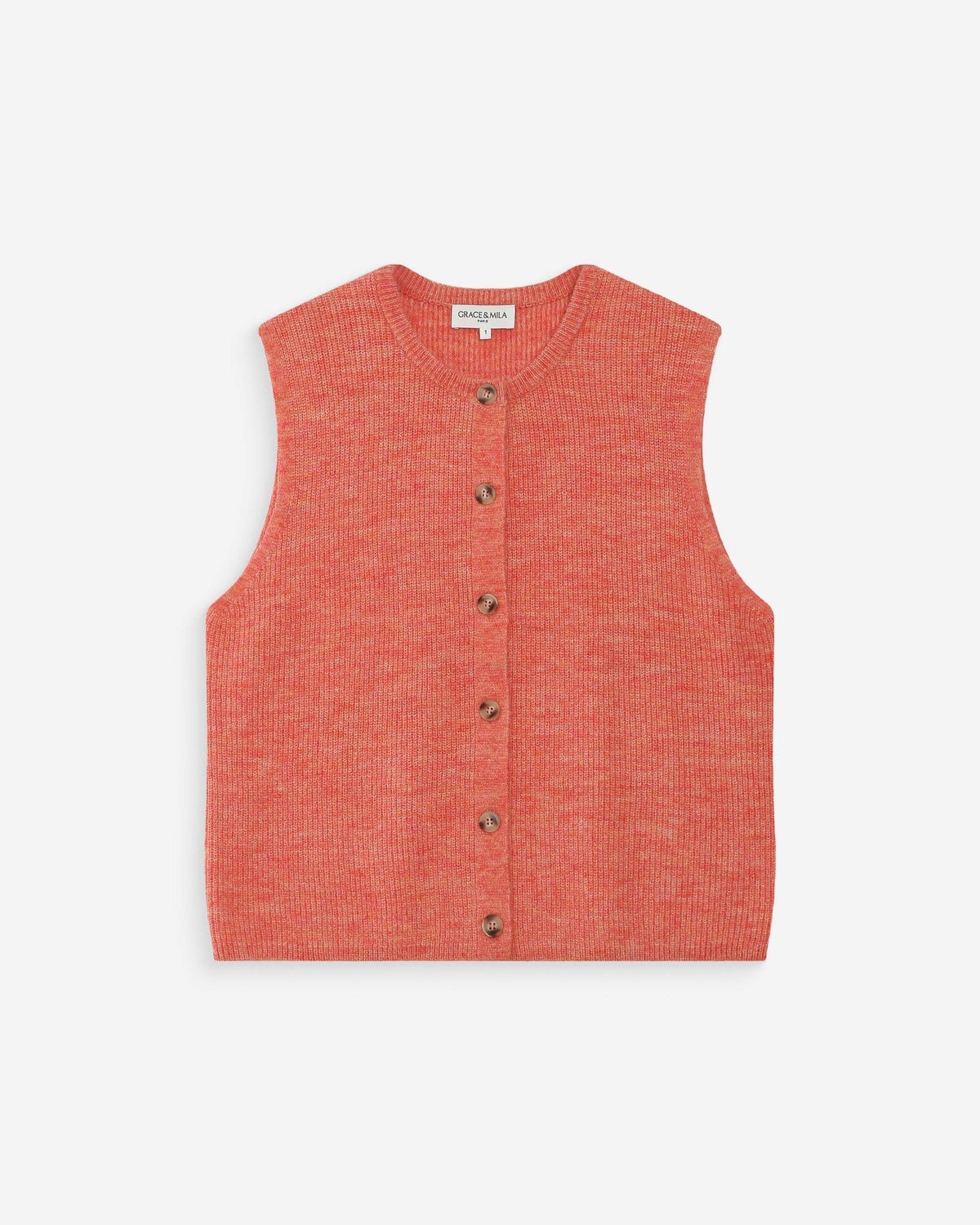 Cardigan en maille texturée sans manches corail Vollando