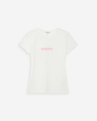 Cotton slogan T-shirt ivoire Vigee
