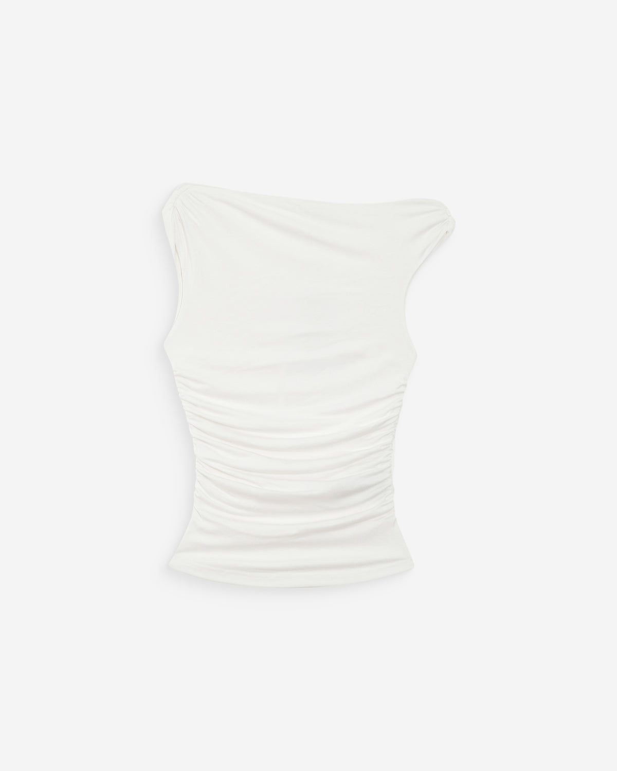 Fitted asymmetric draped top ivoire Vodia