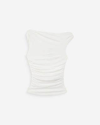 Fitted asymmetric draped top ivoire Vodia