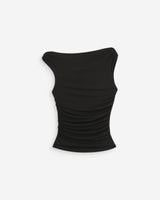 Top drapé asymétrique près du corps noir Vodia