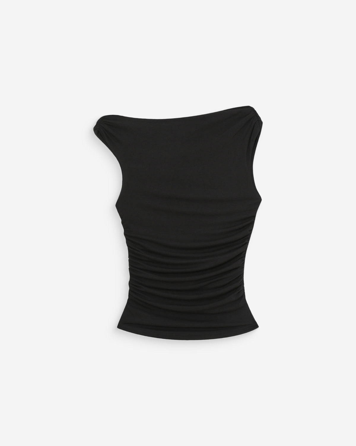 Top drapé asymétrique près du corps noir Vodia