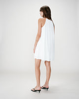 Pleated short halterneck dress ivoire Wilona