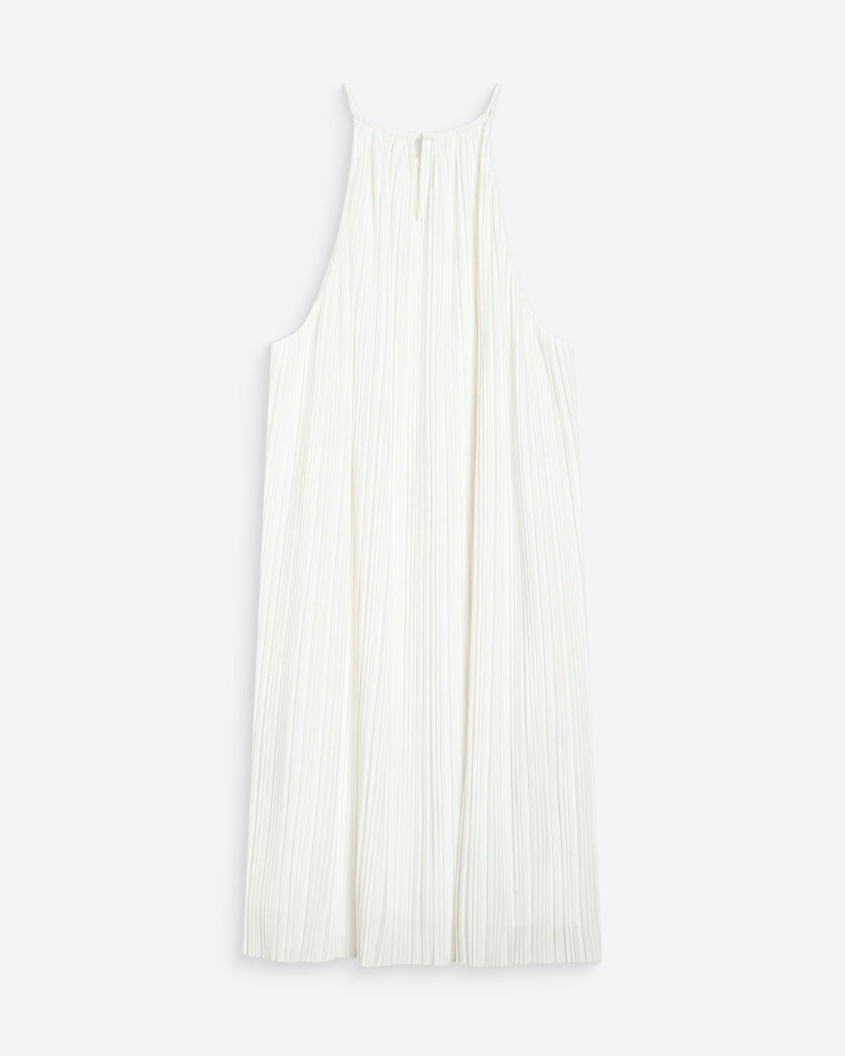 Pleated short halterneck dress ivoire Wilona