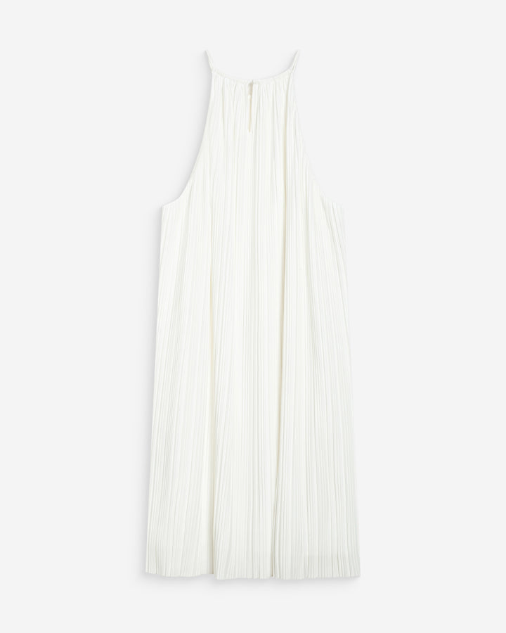 Pleated short halterneck dress ivoire Wilona