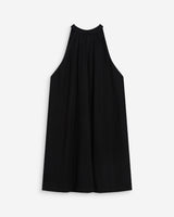 Robe courte évasée en lin dos à nouer noir Whola