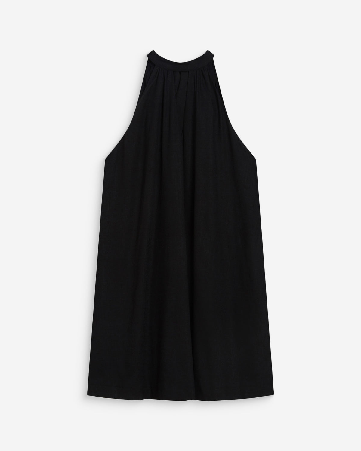 Robe courte évasée en lin dos à nouer noir Whola