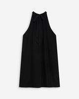 Robe courte évasée en lin dos à nouer noir Whola