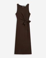 Robe longue drapée taille à nouer chocolat Wyla