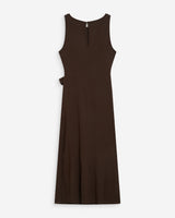 Robe longue drapée taille à nouer chocolat Wyla