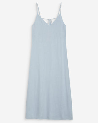 Long linen dress with V-neck and tied open back ciel Wendra