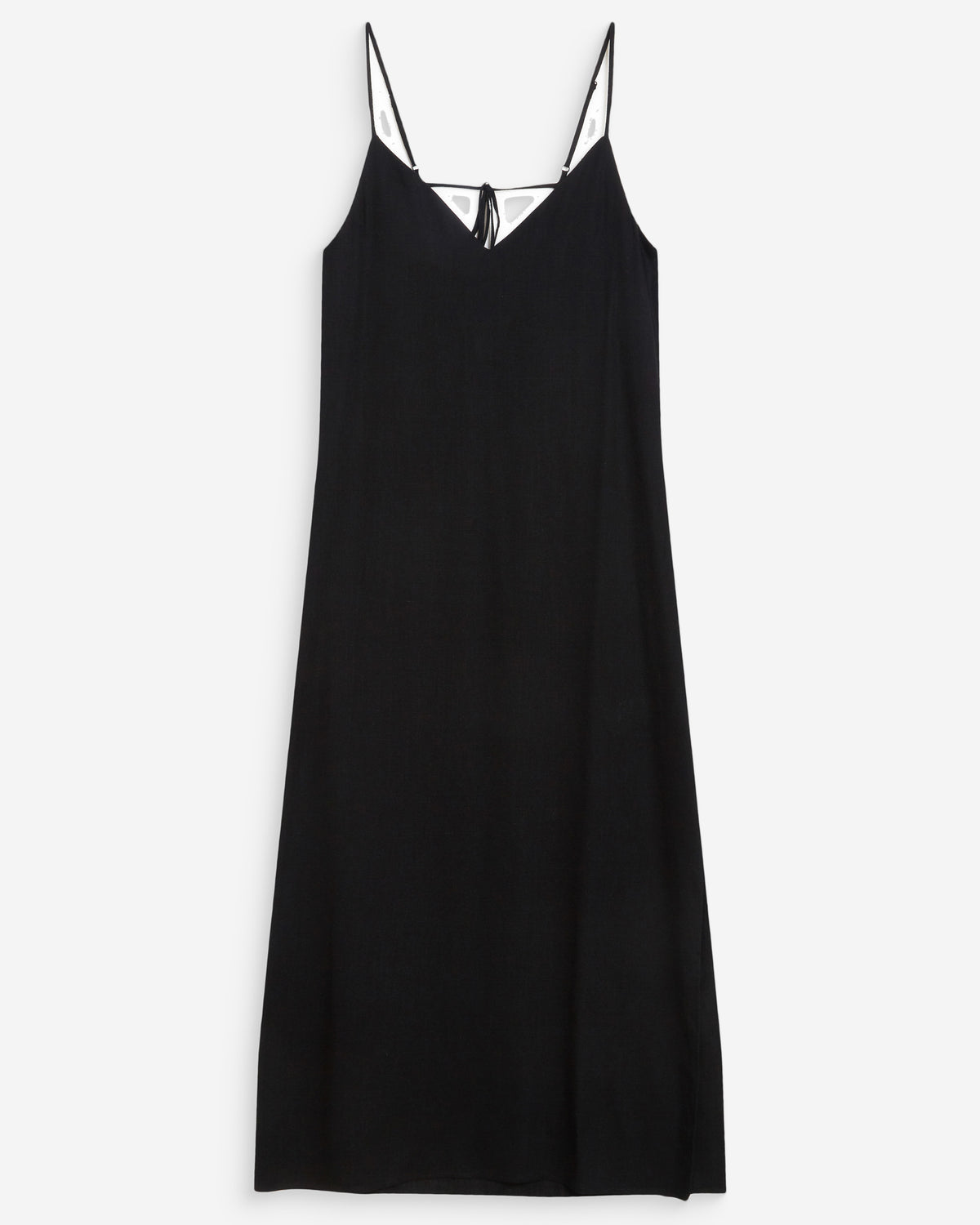 Robe longue en lin col V dos nu à nouer noir Wendra