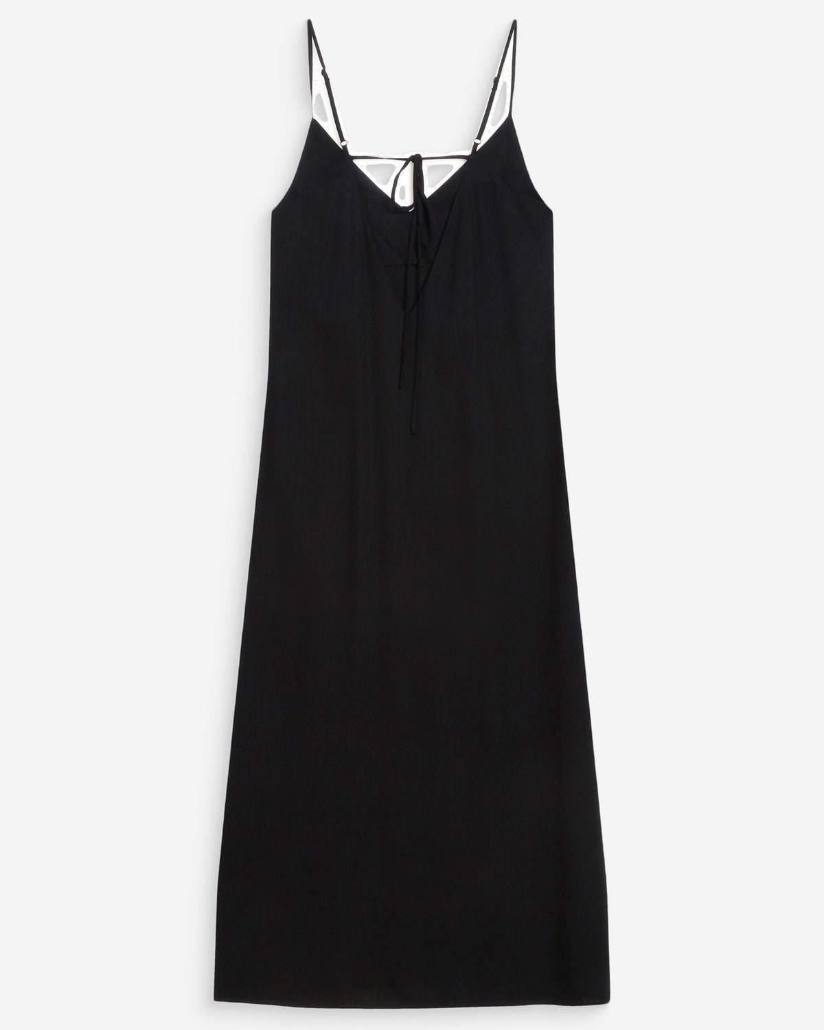 Robe longue en lin col V dos nu à nouer noir Wendra