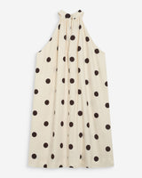 Robe courte à pois évasée sans manches ecru Warna