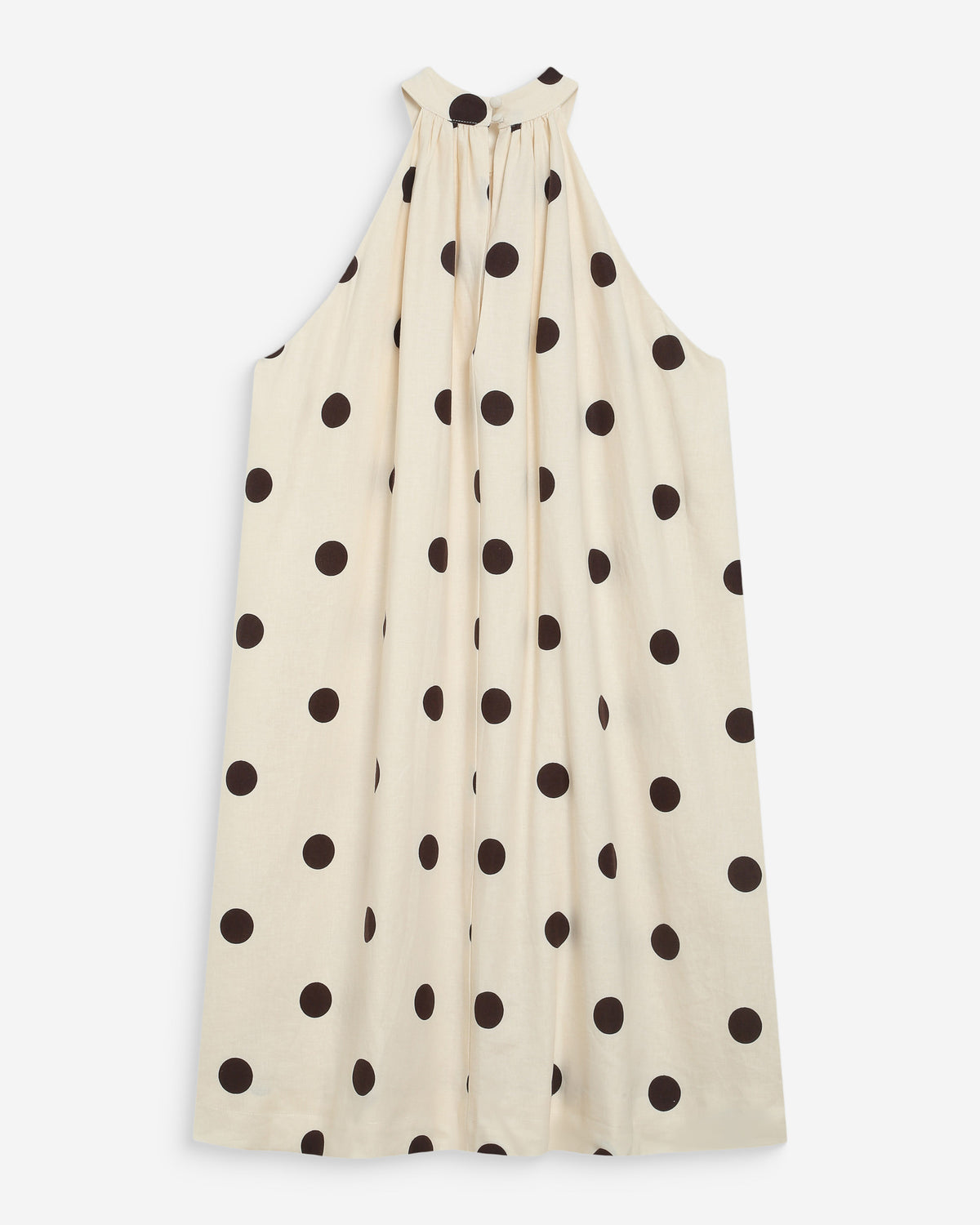Robe courte à pois évasée sans manches ecru Warna