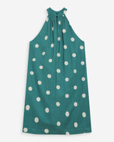 Robe courte à pois évasée sans manches emeraude Warna