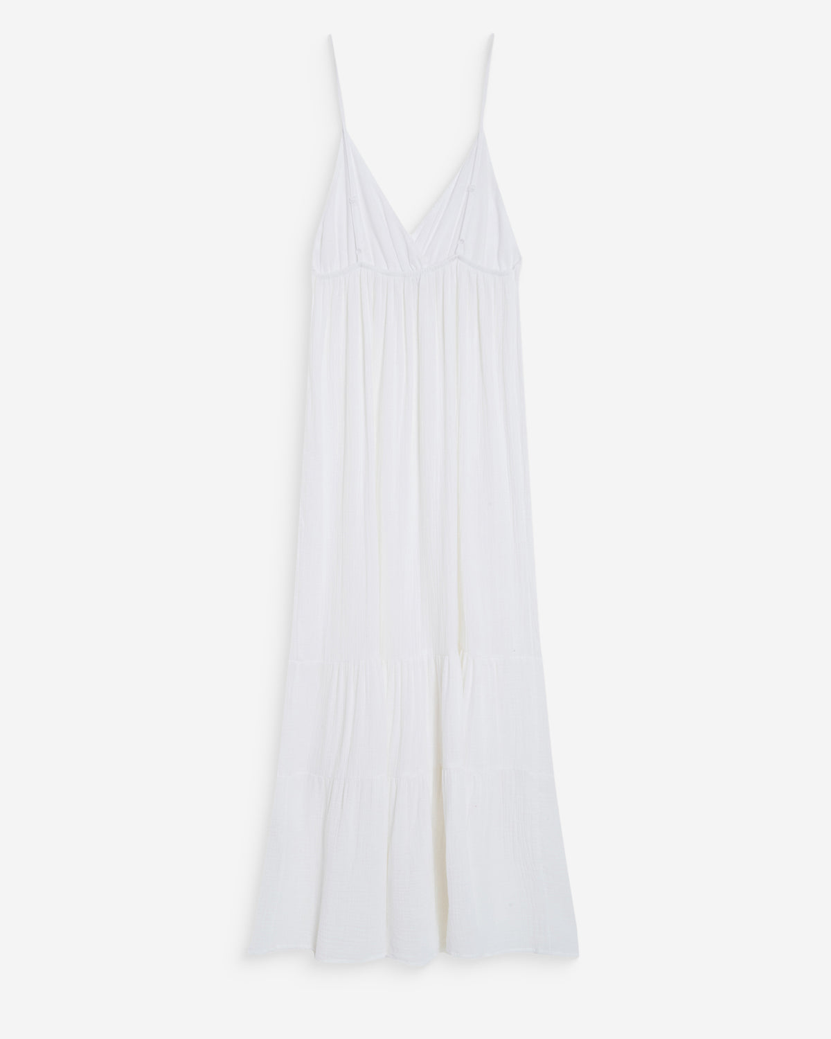 Robe longue fluide en coton col V à bretelles white Wynora
