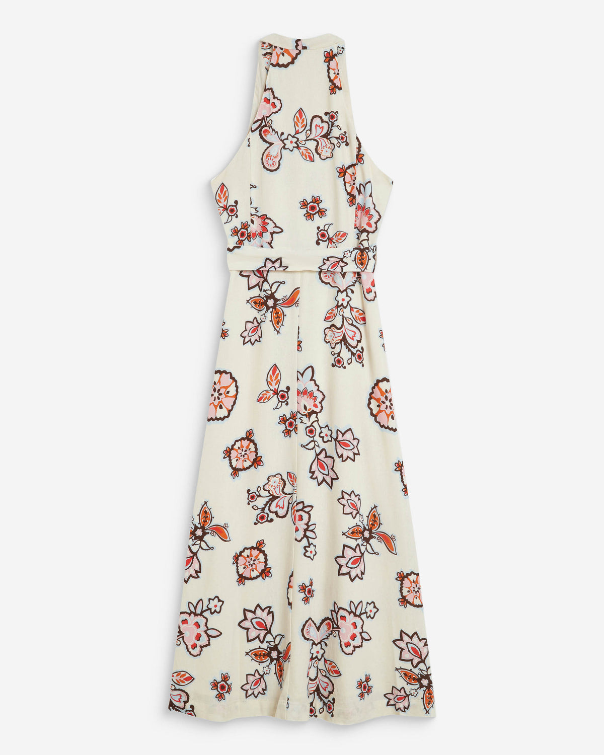 Robe midi ceinturée col V imprimé floral ecru Wink