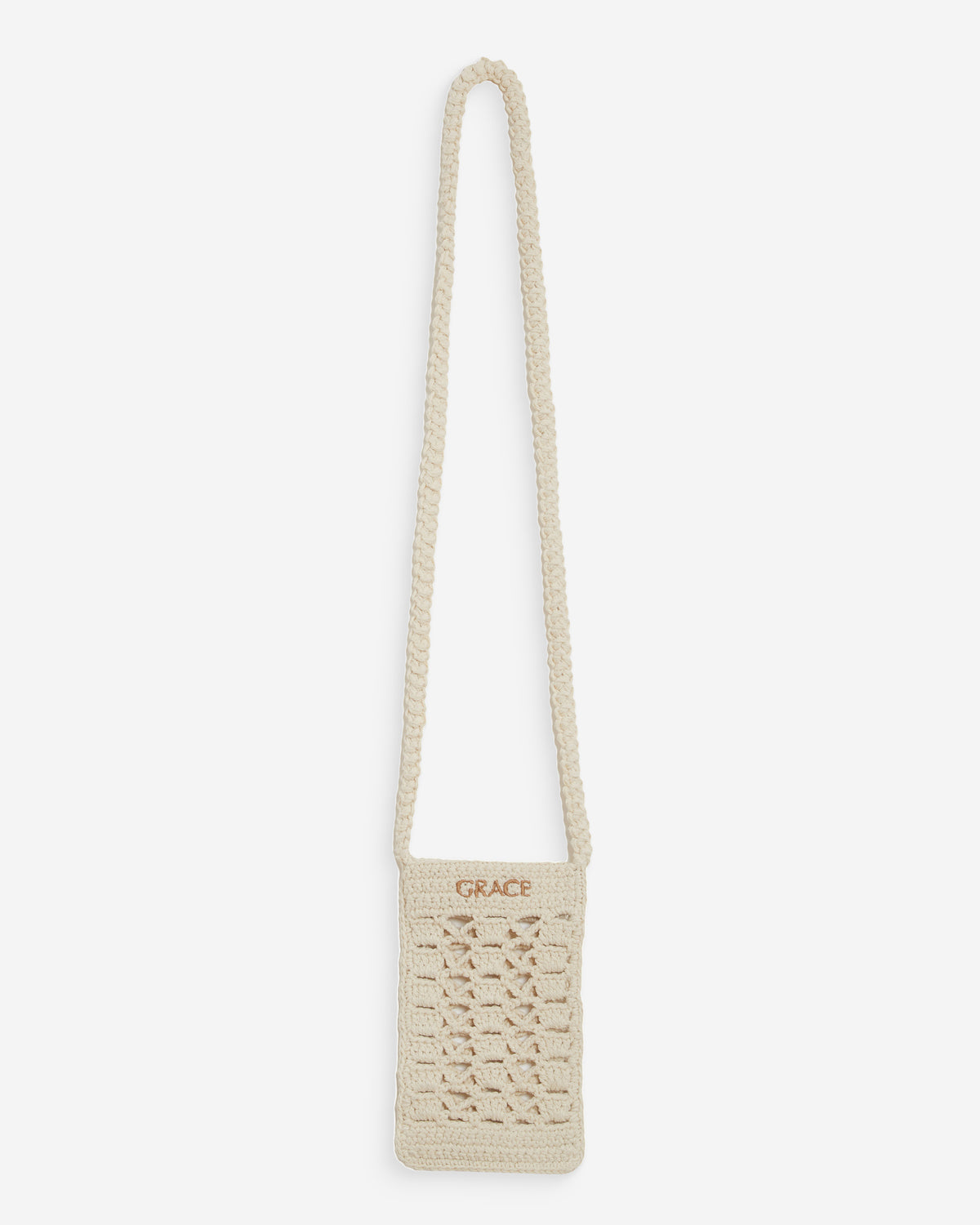 Crochet phone crossbody pouch ecru Walt