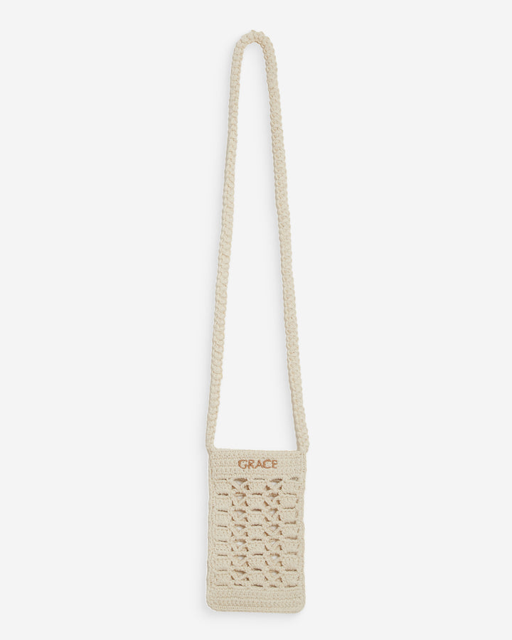 Crochet phone crossbody pouch ecru Walt