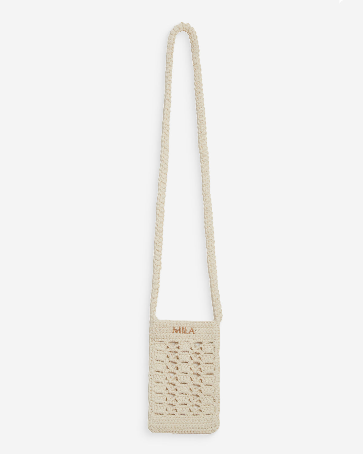 Crochet phone crossbody pouch ecru Walt
