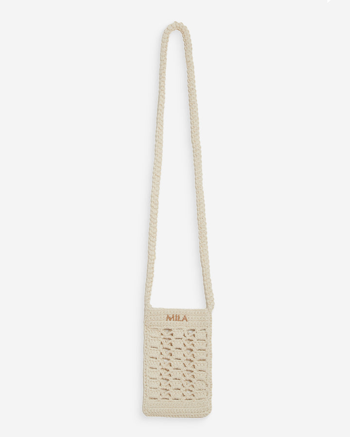 Crochet phone crossbody pouch ecru Walt