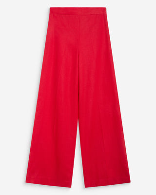 High-waisted straight linen pants with wide legs rouge Wesley