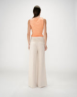 Pantalon droit taille haute jambes larges en lin sable Wesley