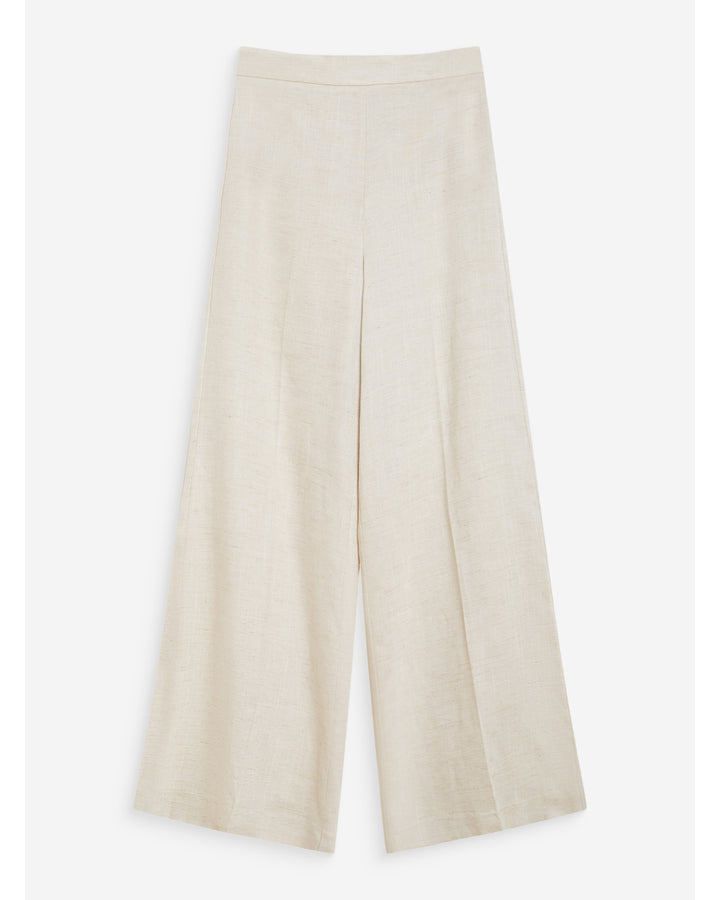 Pantalon droit taille haute jambes larges en lin sable Wesley