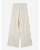 Pantalon droit taille haute jambes larges en lin sable Wesley