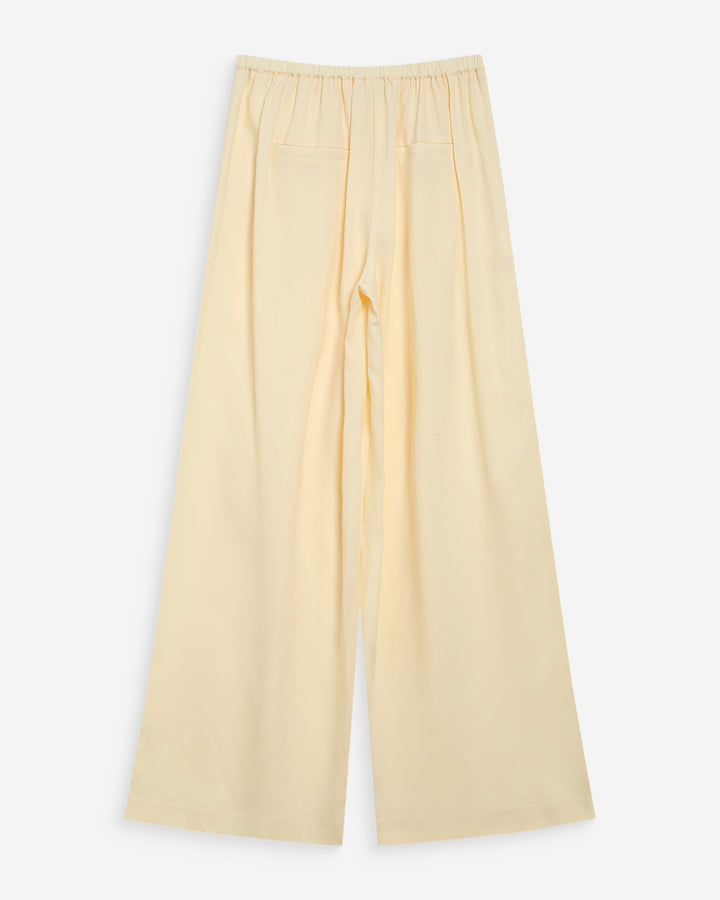 Pantalon tailleur en lin fluide jaune Wally