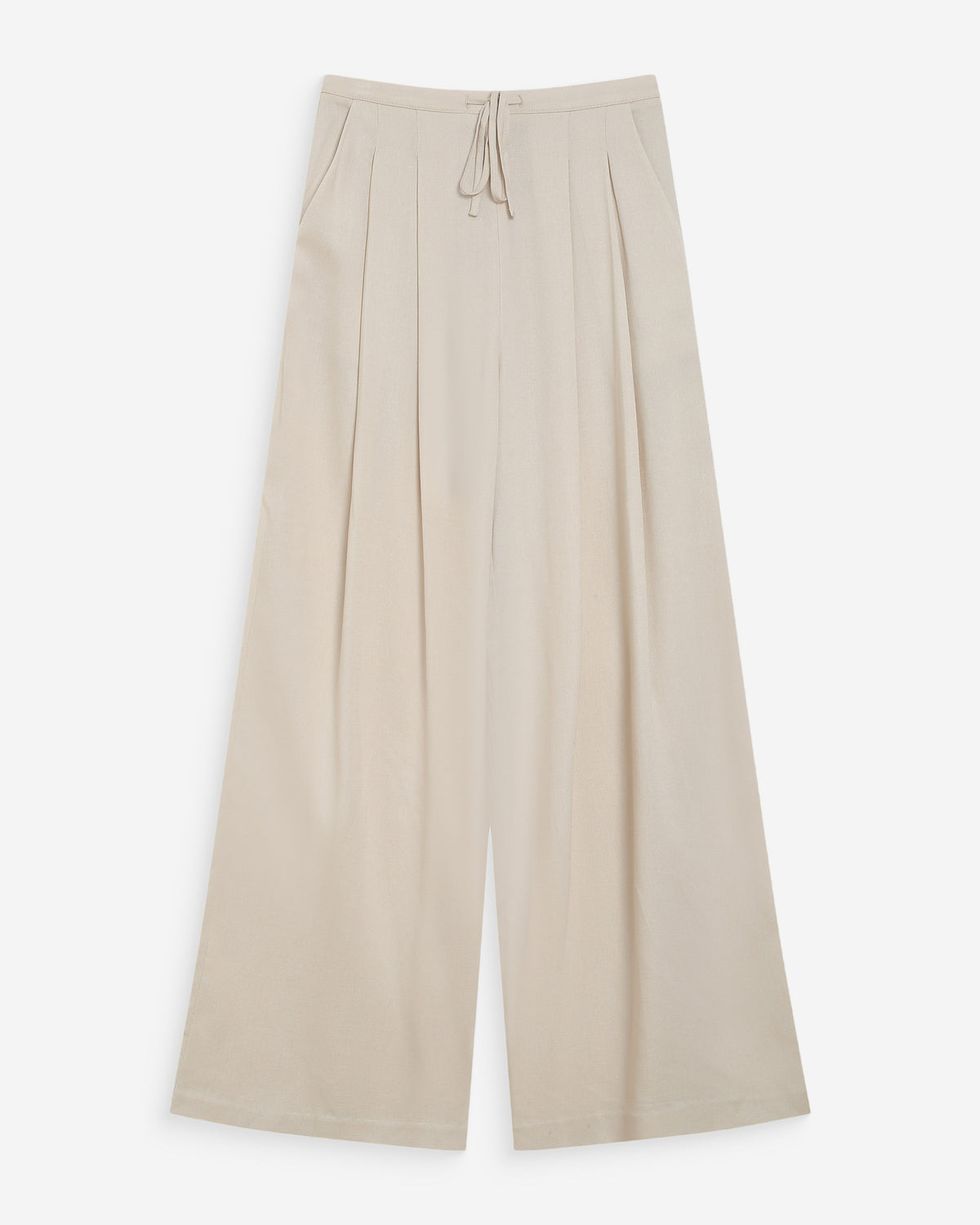 Pantalon tailleur en lin fluide sable Wally