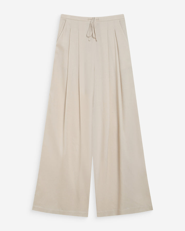 Pantalon tailleur en lin fluide sable Wally