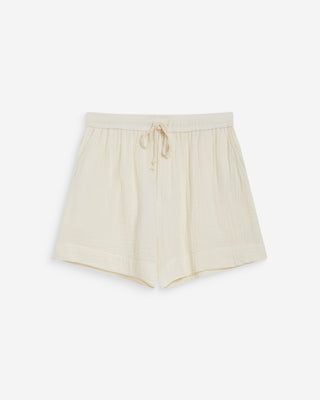 Short large taille haute en gaze de coton ecru Wasabi