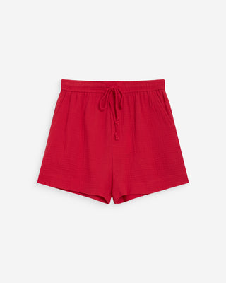 Short large taille haute en gaze de coton fuchsia Wasabi